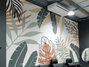 Adesivo de parede personalizado em ambiente comercial